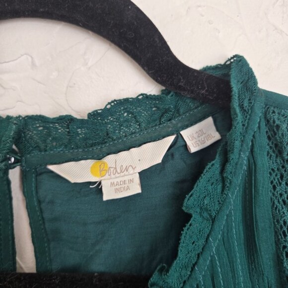 Boden Emerald Green Yoke Pleated Shift Dress - Picture 8 of 12